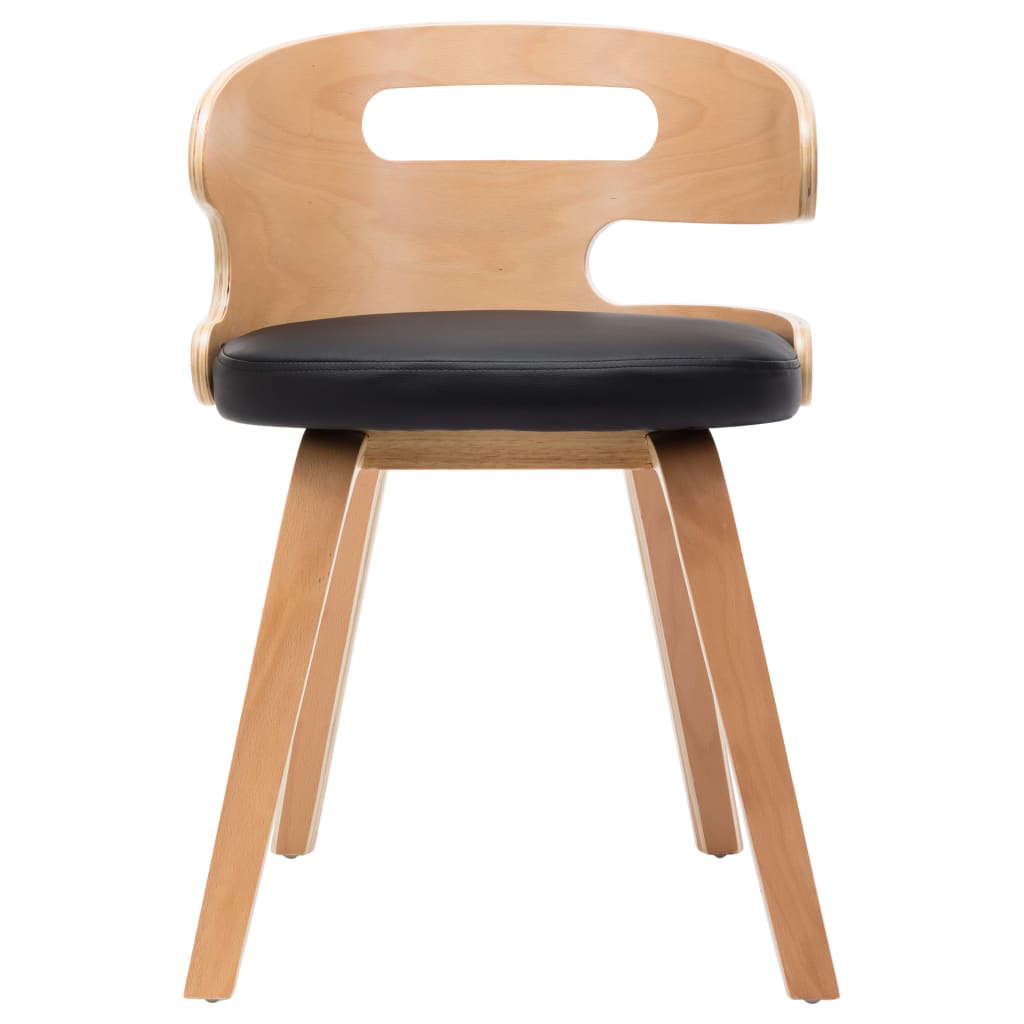 Chaises de salle à manger, lot de 4, en bois courbé noir et similicuir