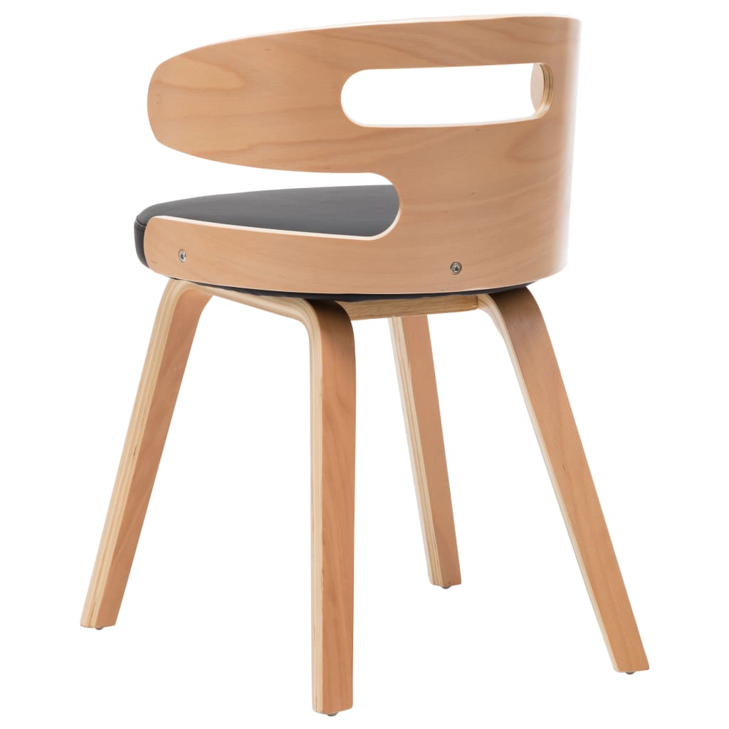 Chaises de salle à manger, lot de 4, en bois courbé noir et similicuir