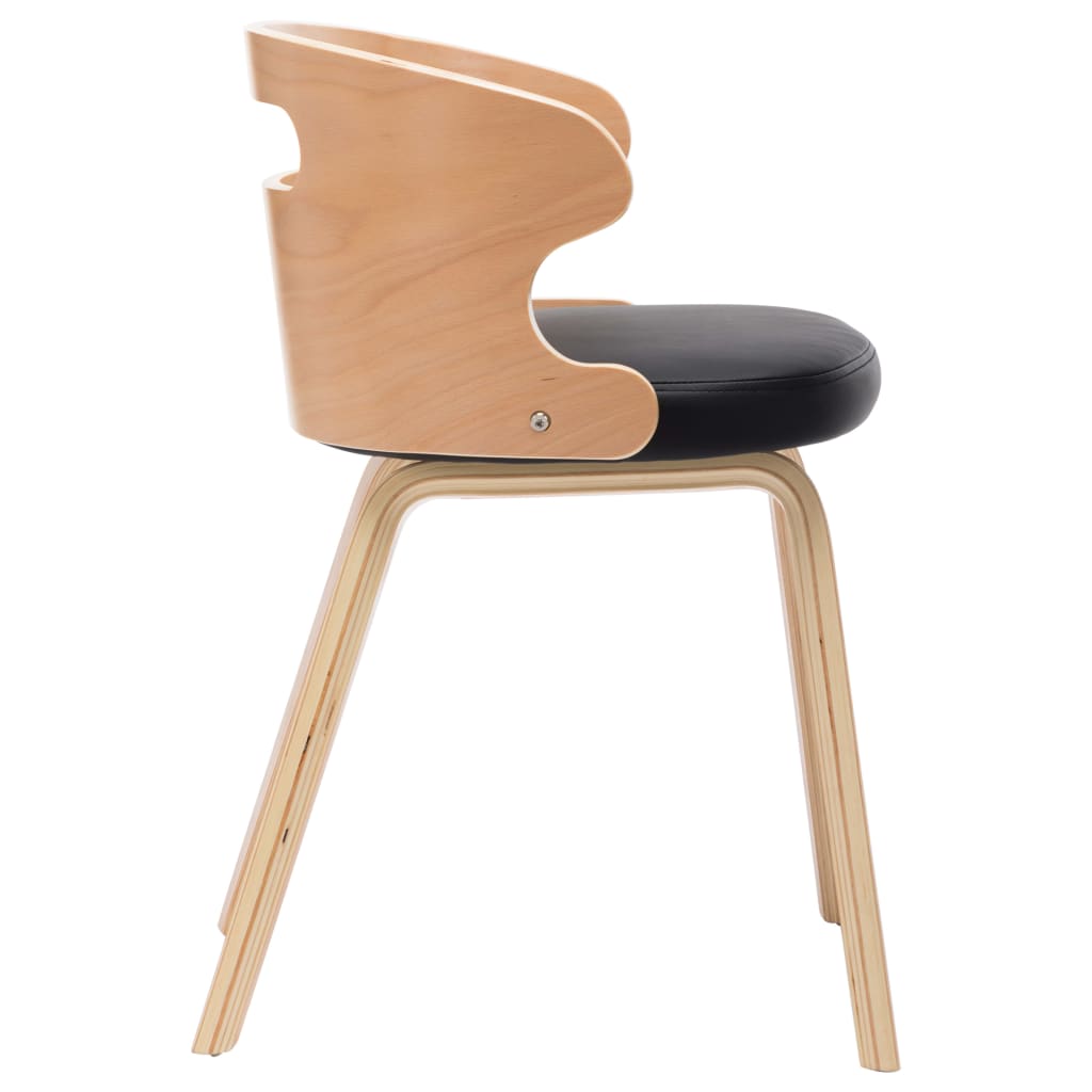 Chaises de salle à manger, lot de 4, en bois courbé noir et similicuir