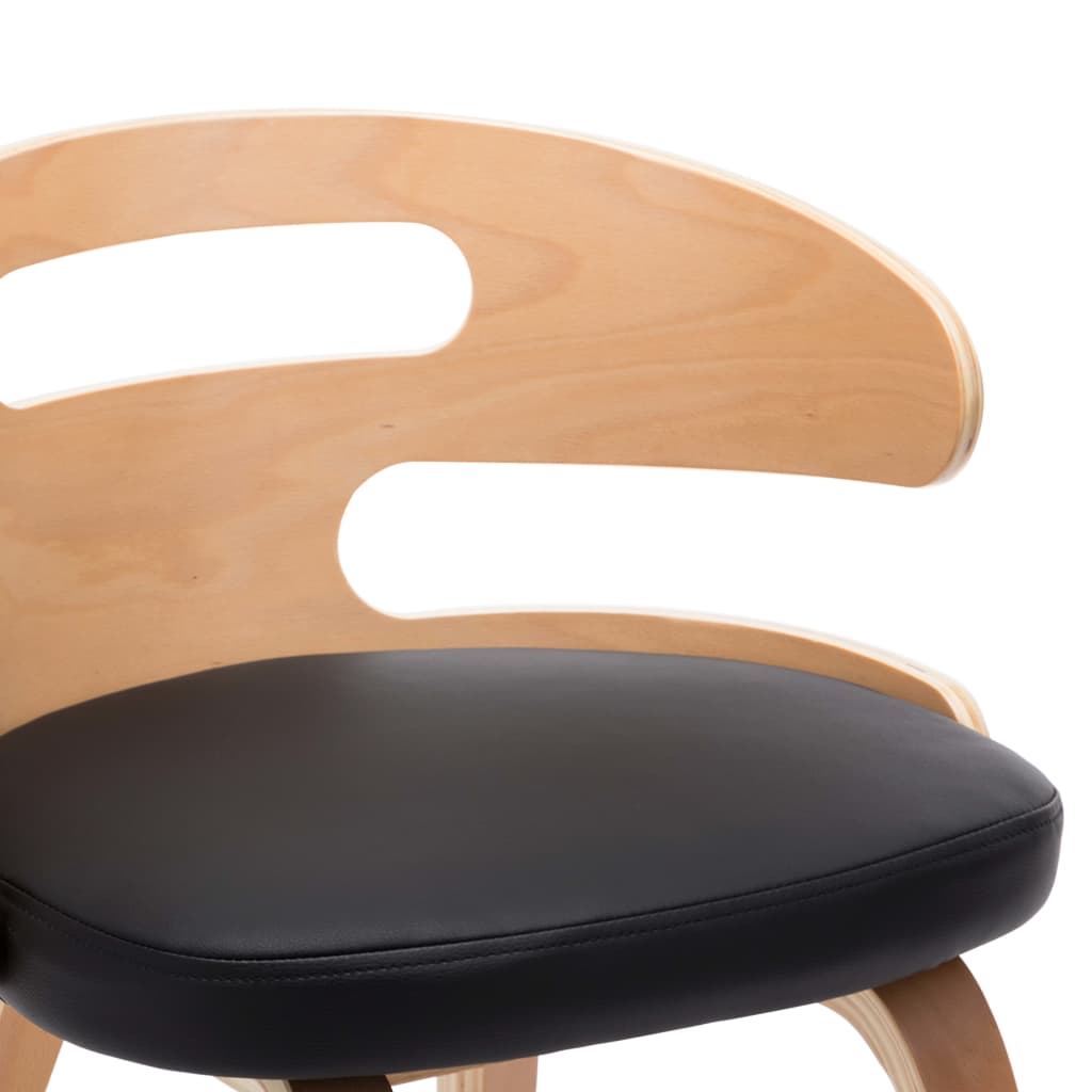 Chaises de salle à manger, lot de 4, en bois courbé noir et similicuir