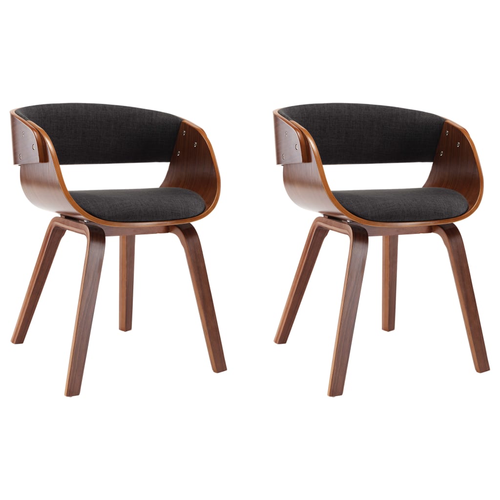Chaises de salle à manger, lot de 2, en bois courbé gris et tissu