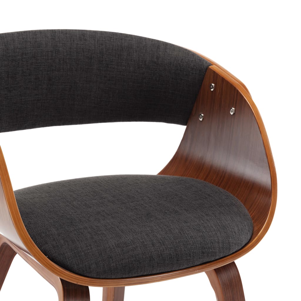 Chaises de salle à manger, lot de 2, en bois courbé gris et tissu