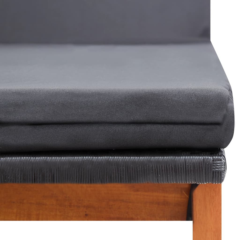 Chaise longue avec table en résine tressée et bois d'acacia massif