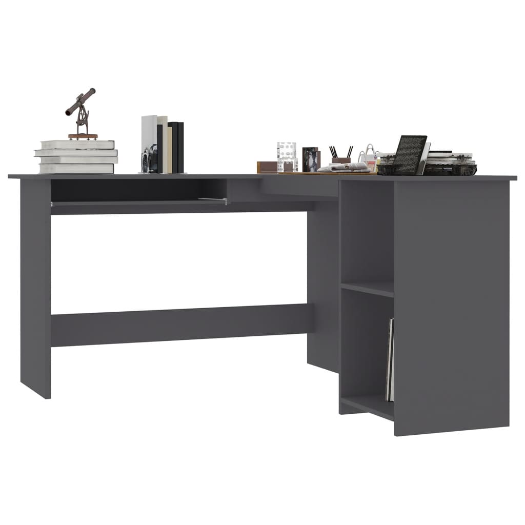 Eckschreibtisch in L-Form Grau 120x140x75 cm Holzwerkstoff