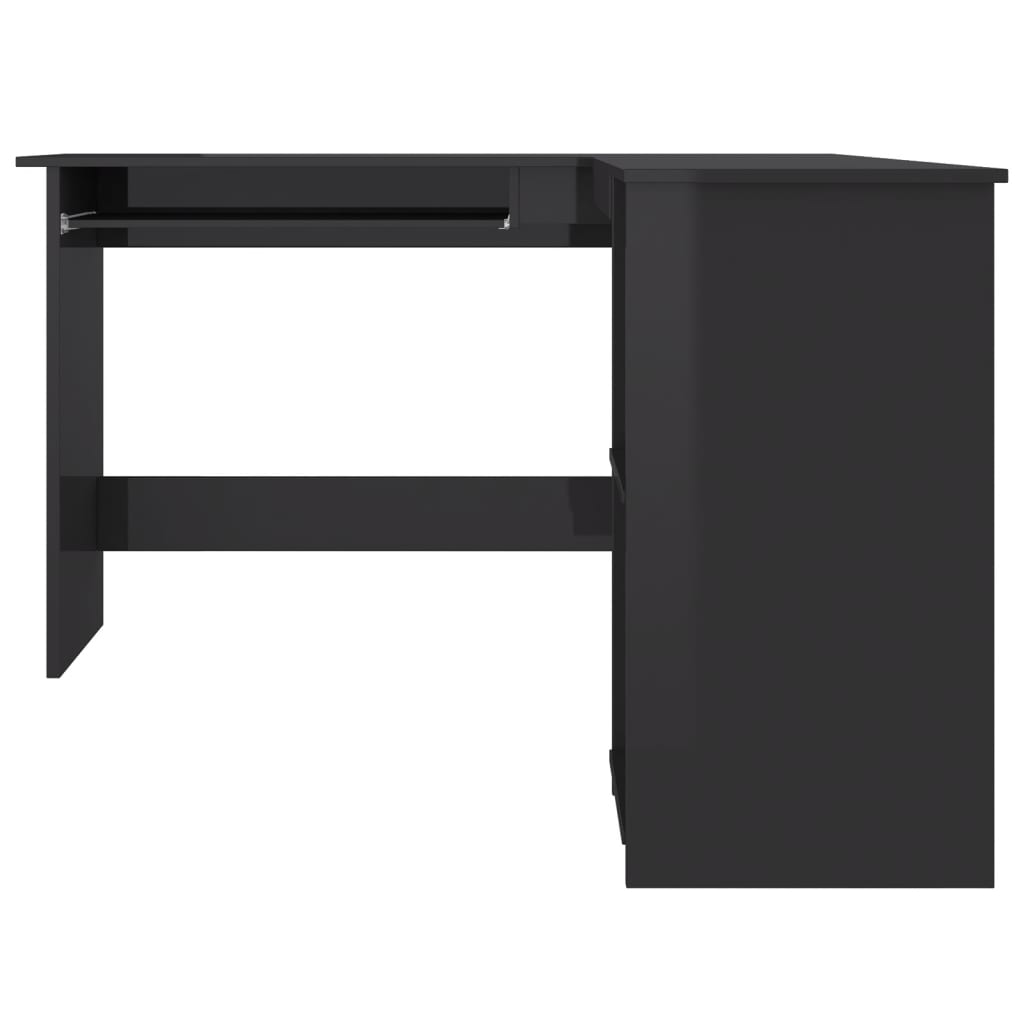Eckschreibtisch in L-Form Hochglanz-Schwarz 120×140×75 cm