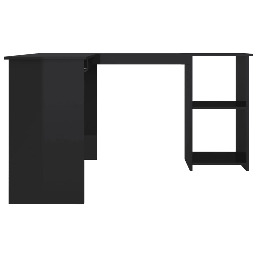 Eckschreibtisch in L-Form Hochglanz-Schwarz 120×140×75 cm