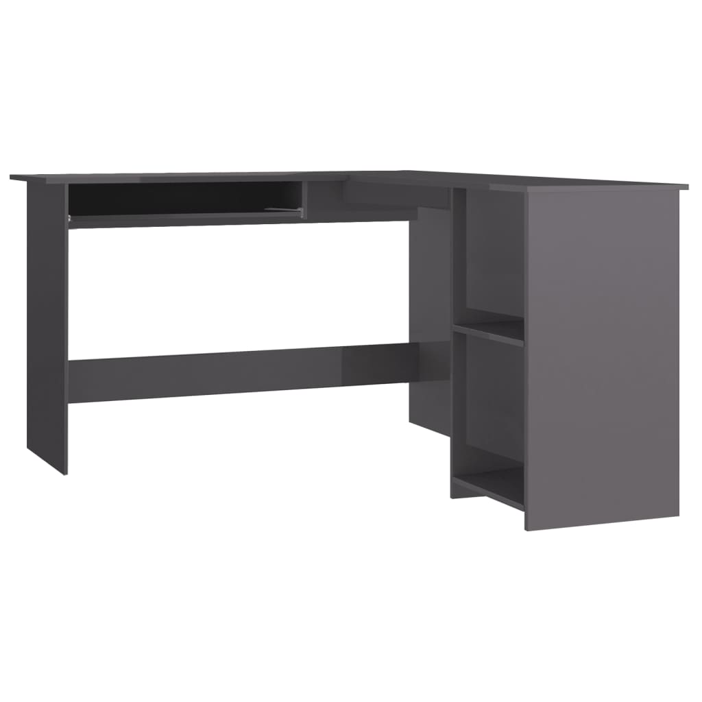 Eckschreibtisch in L-Form Hochglanz-Grau 120×140×75 cm