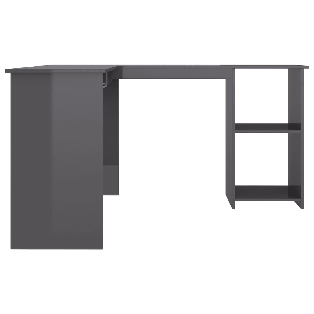 Eckschreibtisch in L-Form Hochglanz-Grau 120×140×75 cm