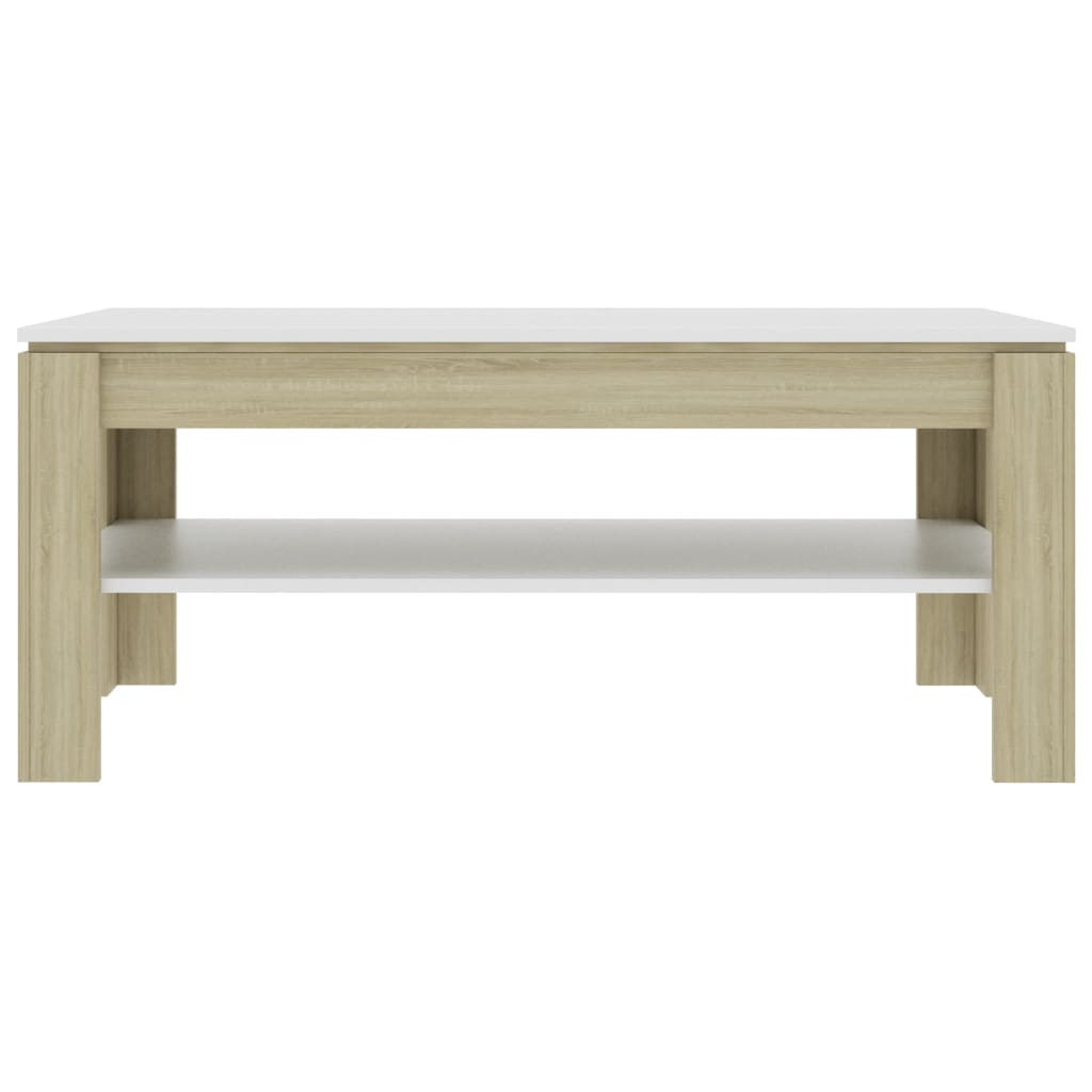 Couchtisch Weiß und Sonoma-Eiche 110x60x47 cm Holzwerkstoff