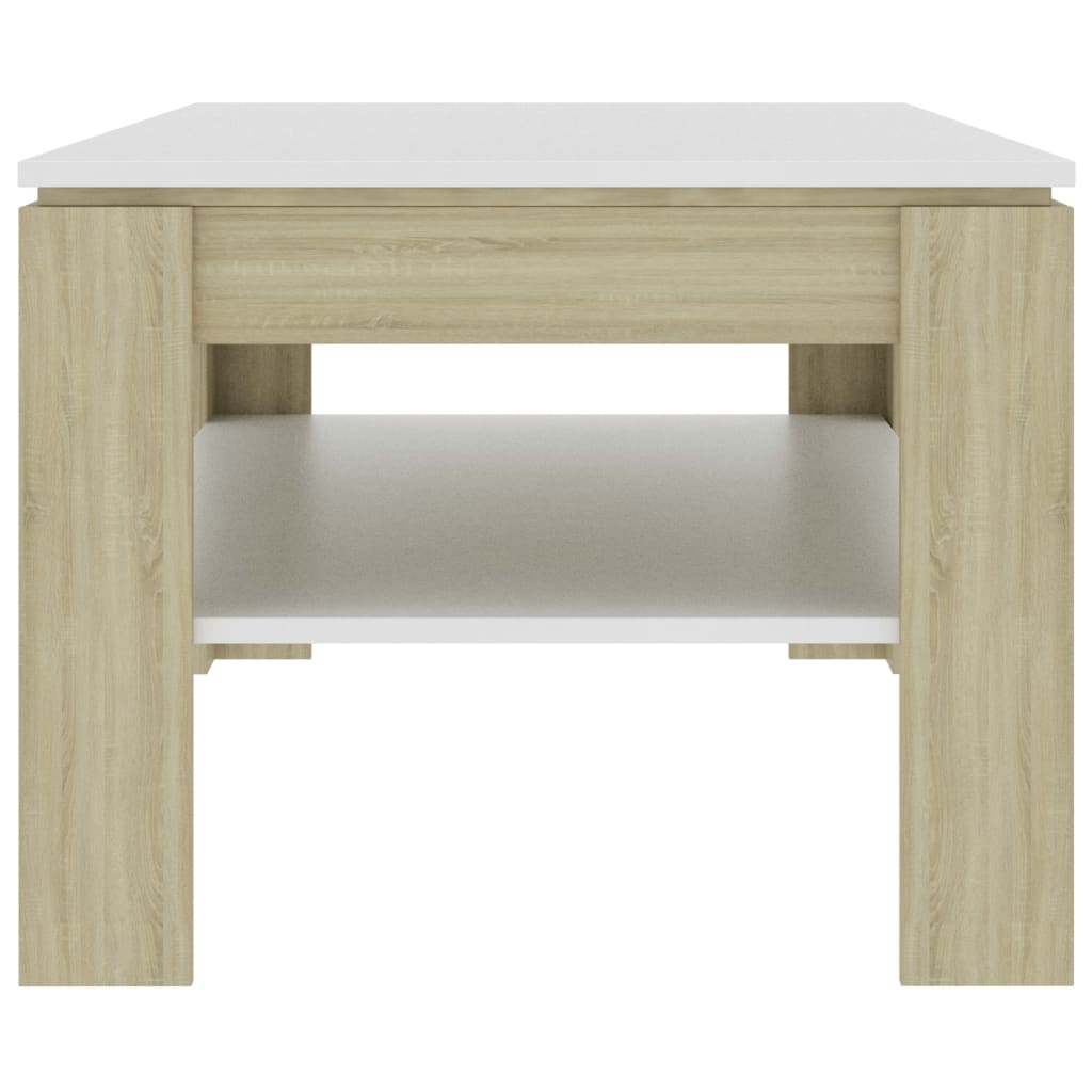 Couchtisch Weiß und Sonoma-Eiche 110x60x47 cm Holzwerkstoff