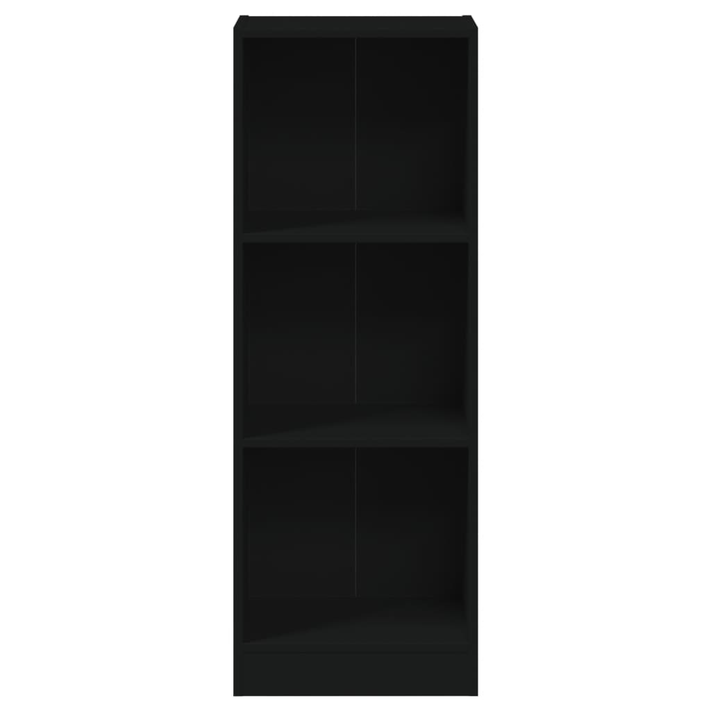 Bibliothèque 3 compartiments noir 40x24x109 cm en bois