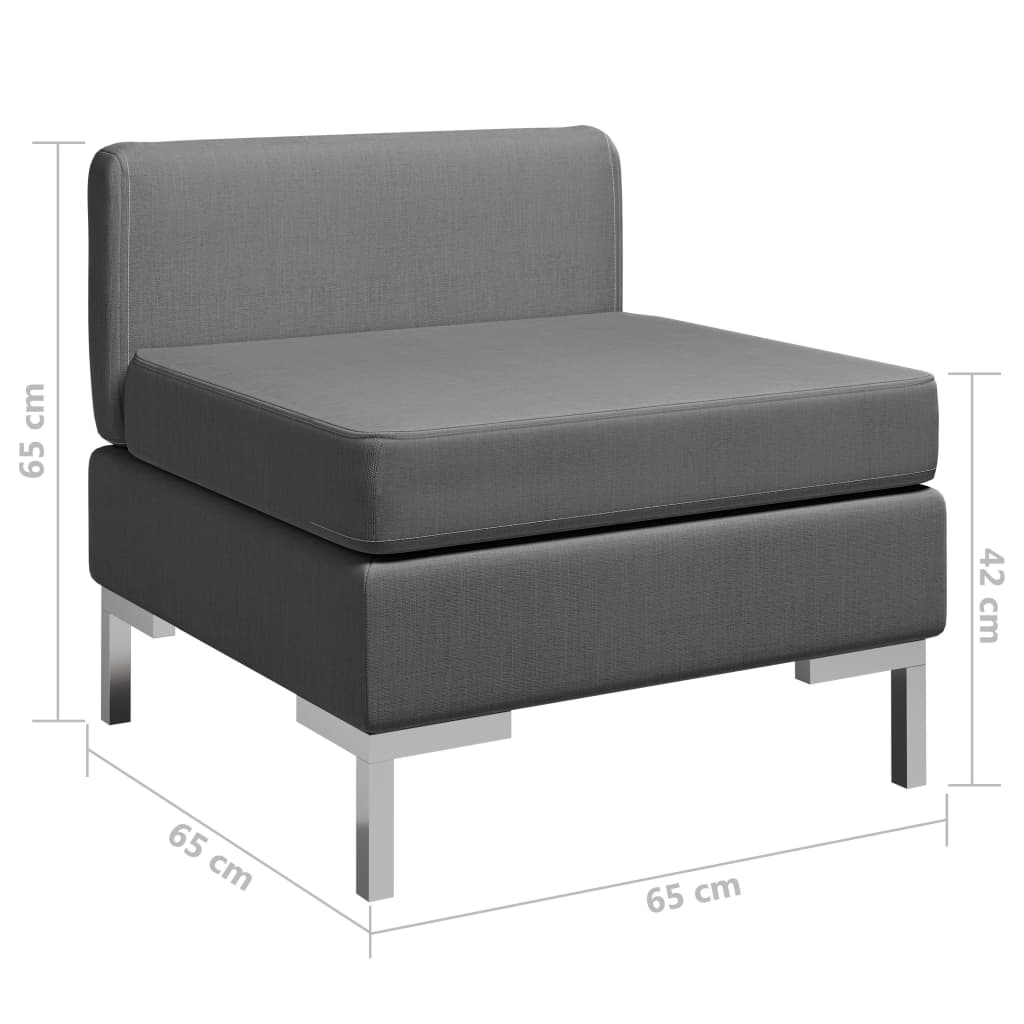 Modular middle sofa with dark grey fabric cushion