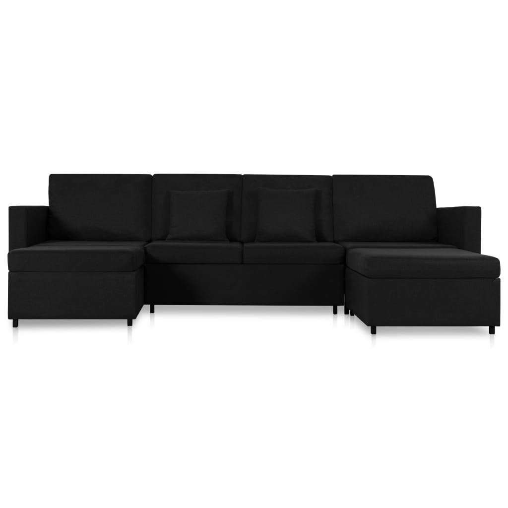 4-Sitzer Ausziehbares Schlafsofa Stoff Schwarz