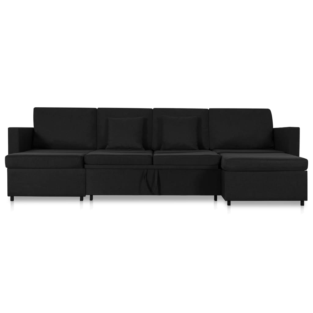 4-Sitzer Ausziehbares Schlafsofa Stoff Schwarz
