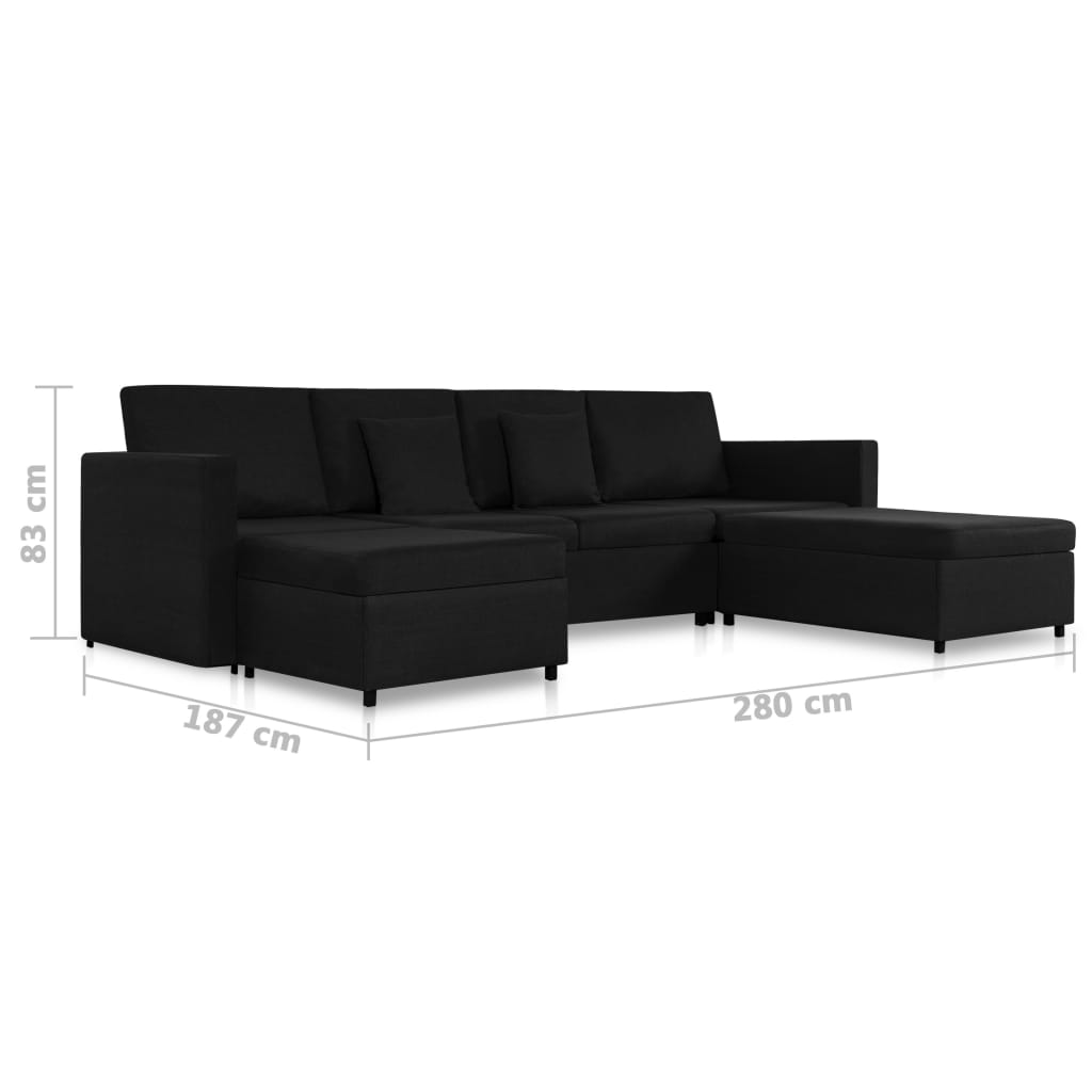 4-Sitzer Ausziehbares Schlafsofa Stoff Schwarz