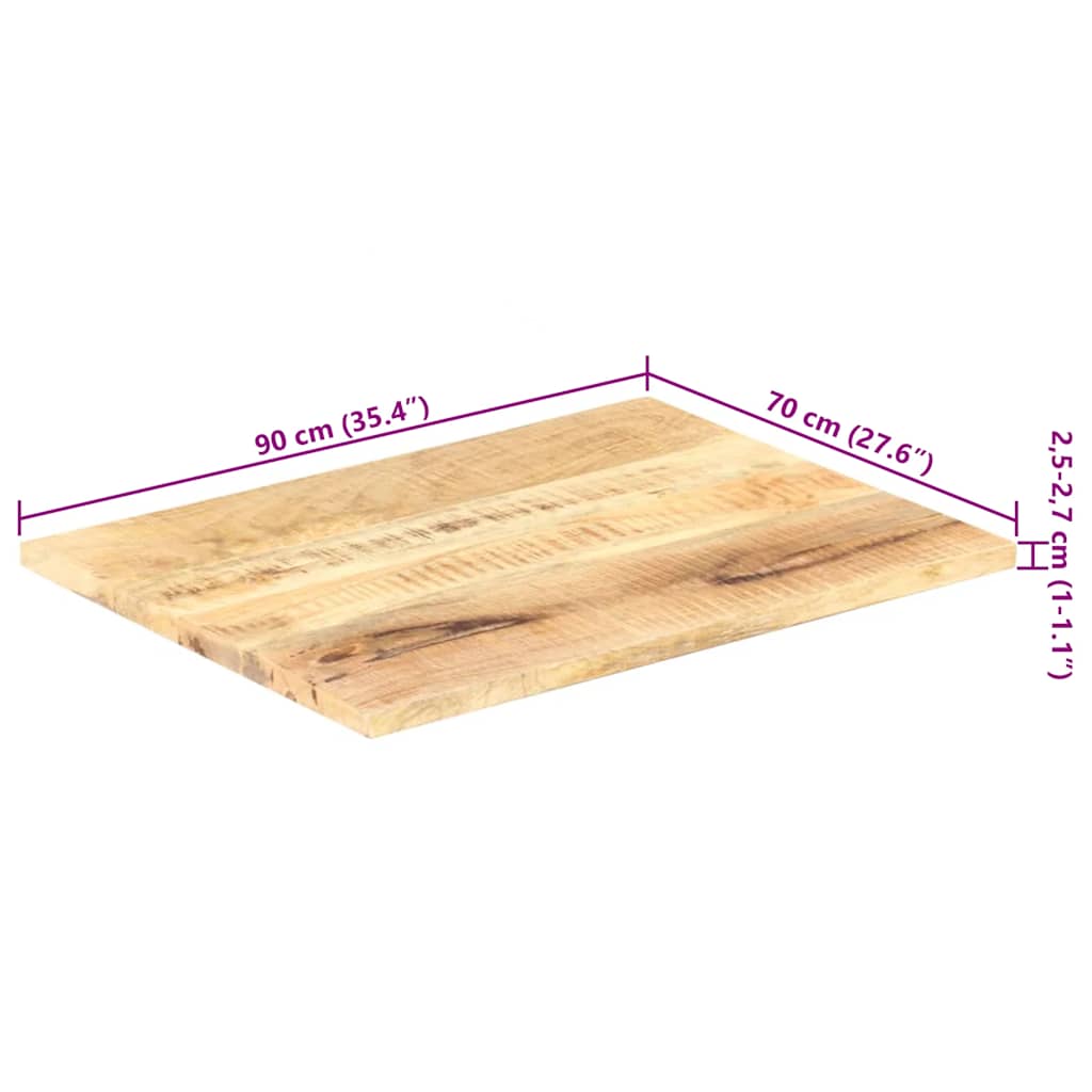 Tischplatte Massivholz Mango 25-27 mm 90x70 cm