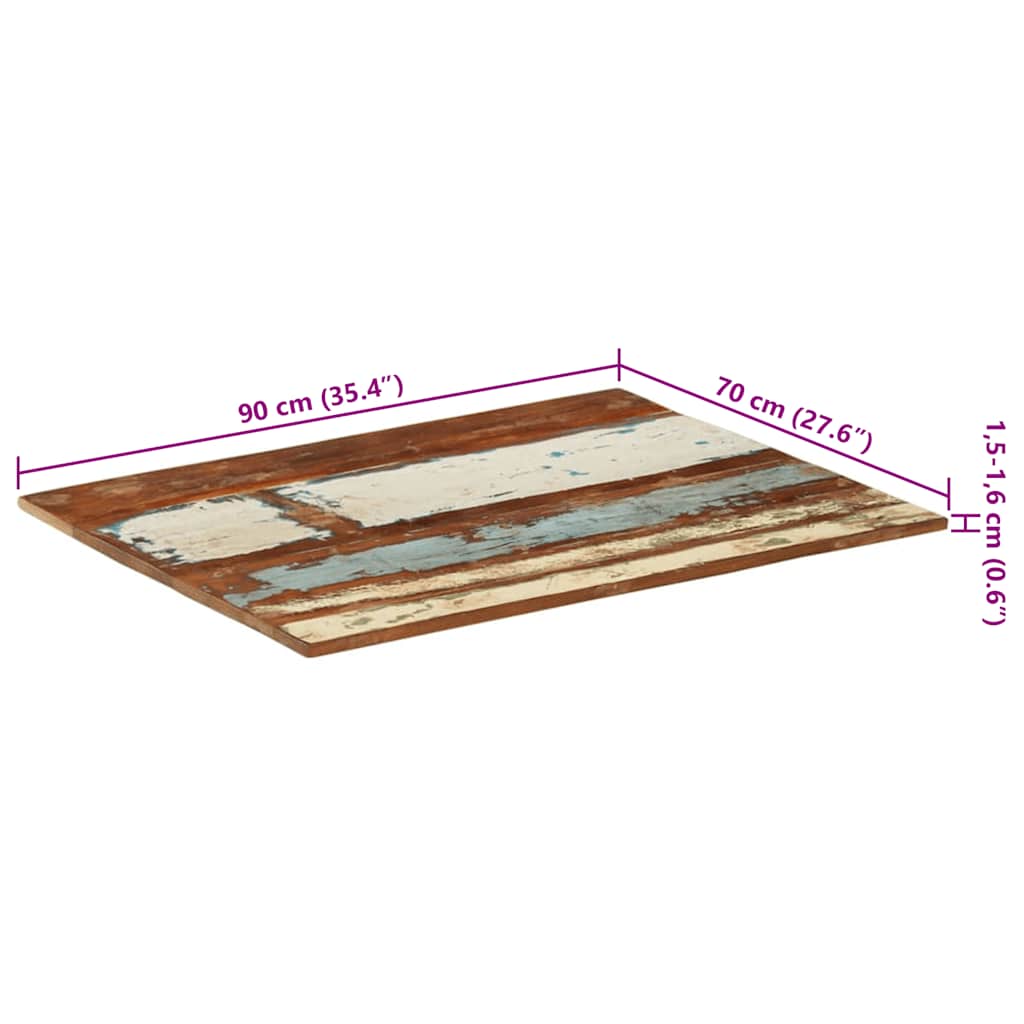 Tischplatte Rechteckig 70x90 cm 15-16 mm Altholz Massiv