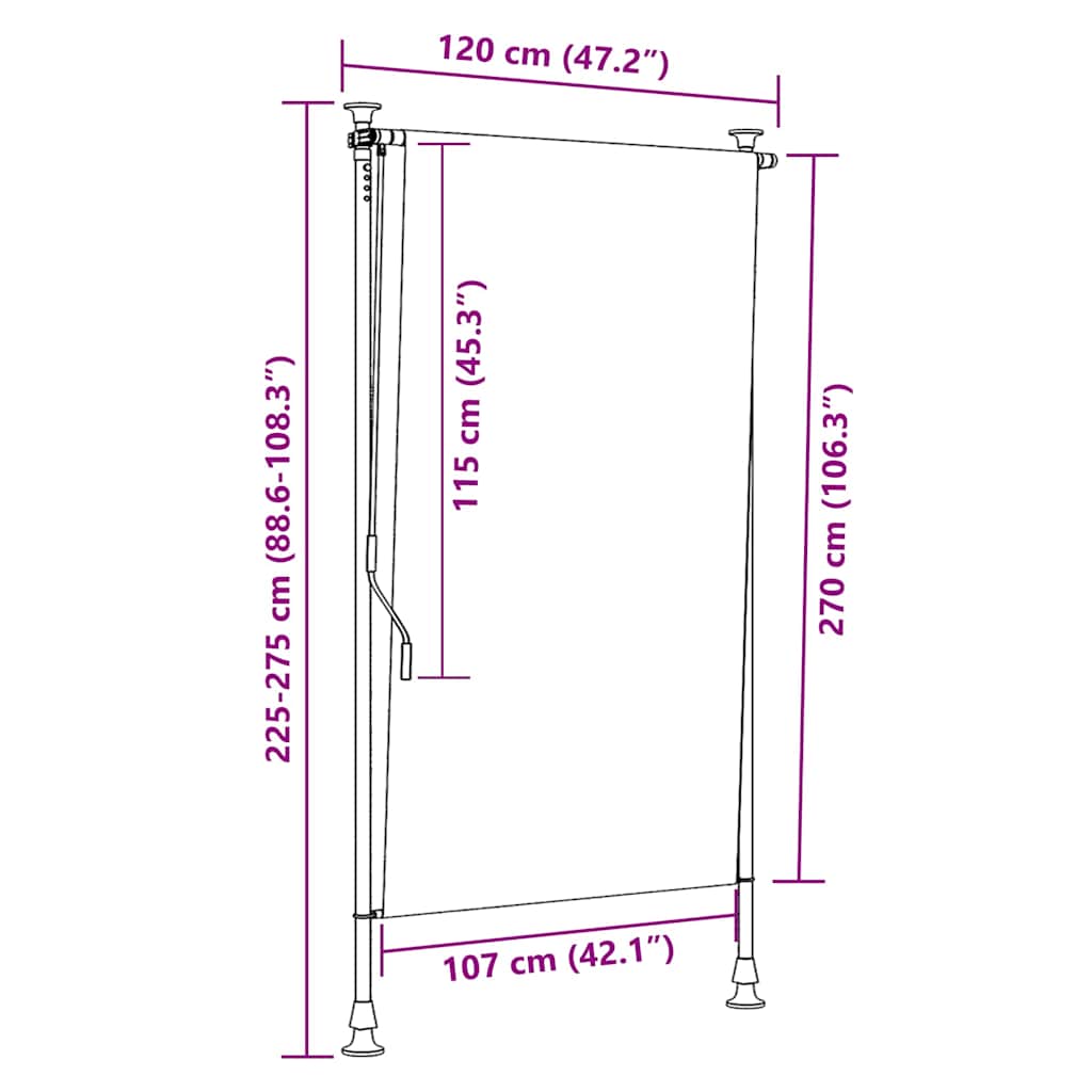 Außenrollo 120 x 270 cm Creme