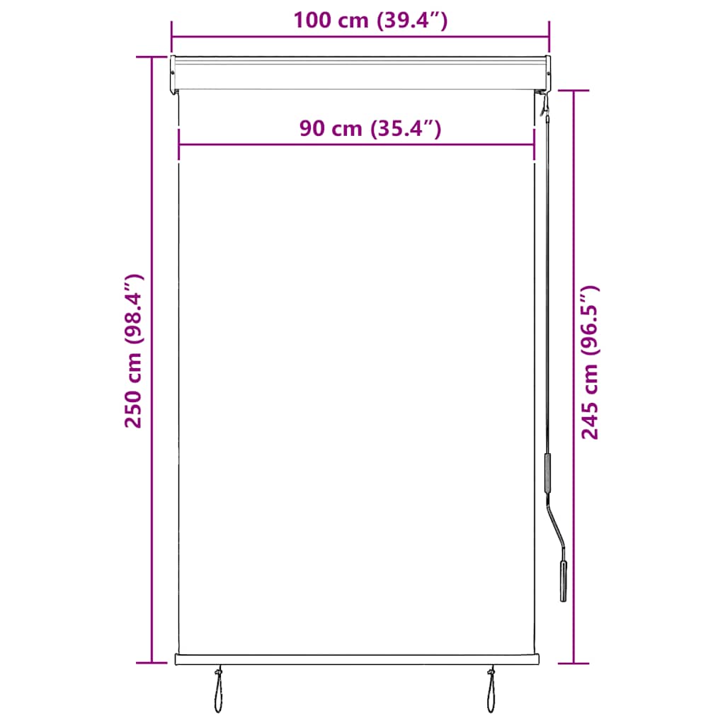 Außenrollo 100 x 250 cm Gelb und Blau