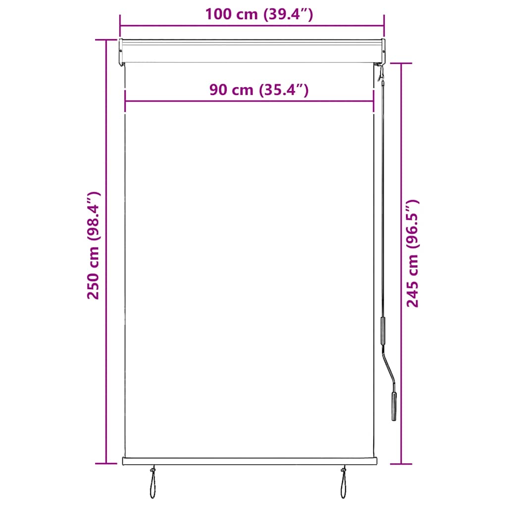 Außenrollo 100 x 250 cm Weiß und Orange