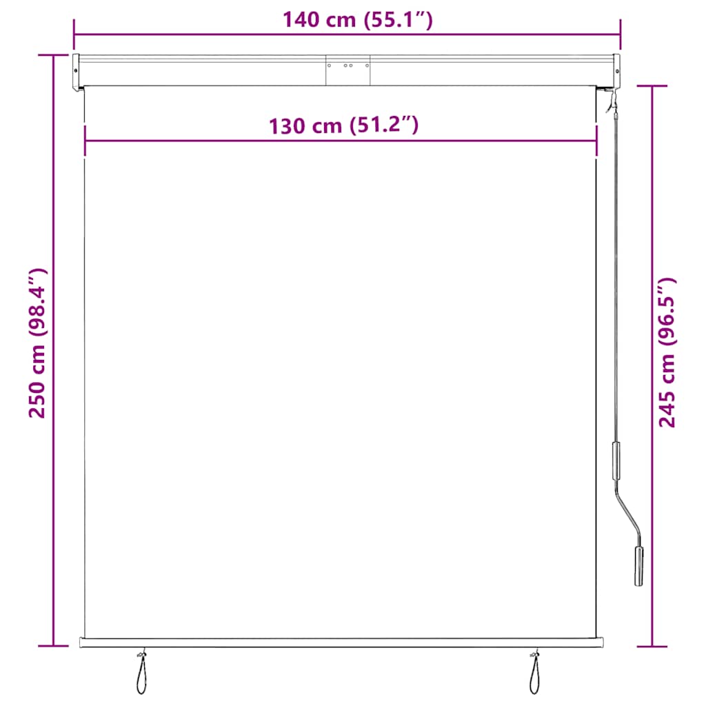 Außenrollo 140x250 cm Gelb und Blau
