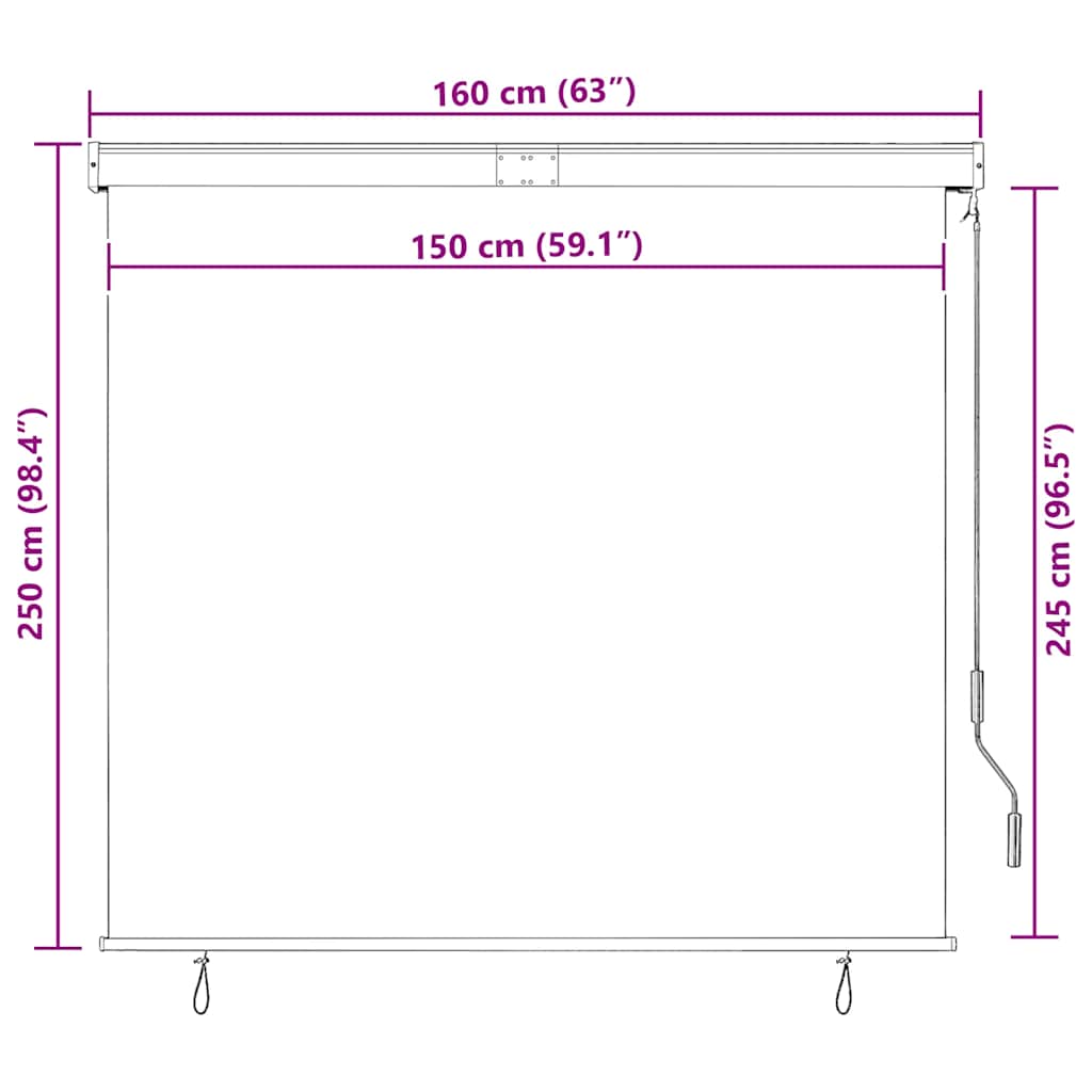 Außenrollo 160x250 cm Blau und Weiß