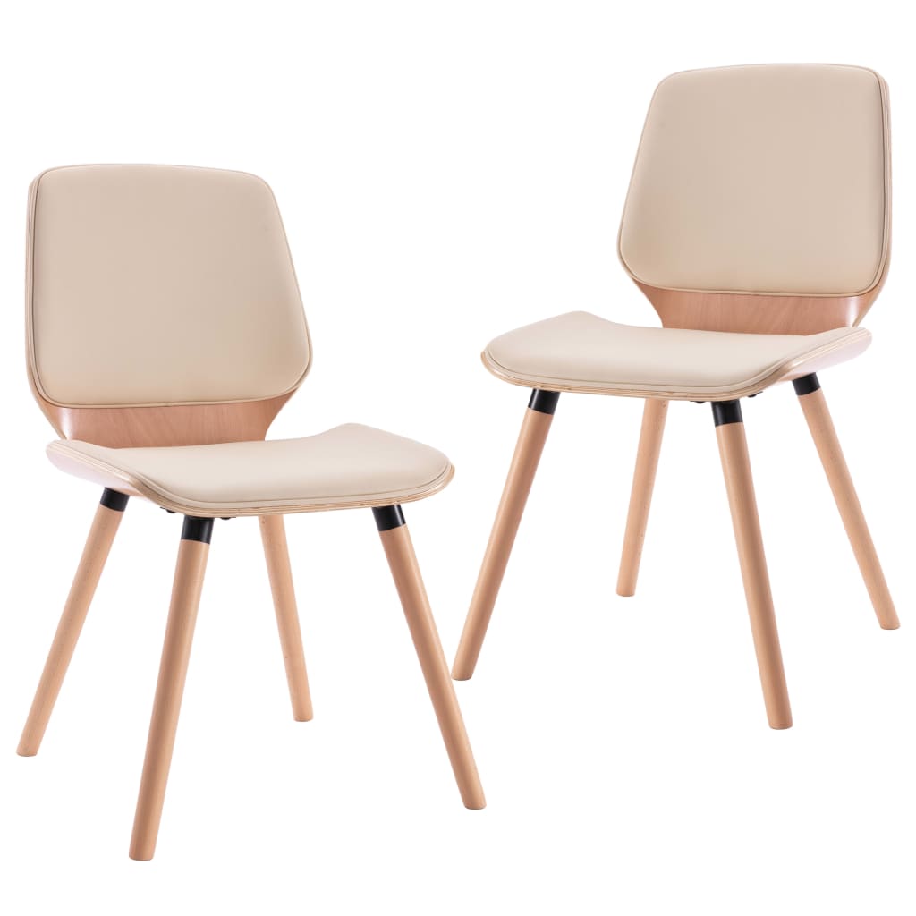 Dining chairs 2 pcs. Cream white artificial leather