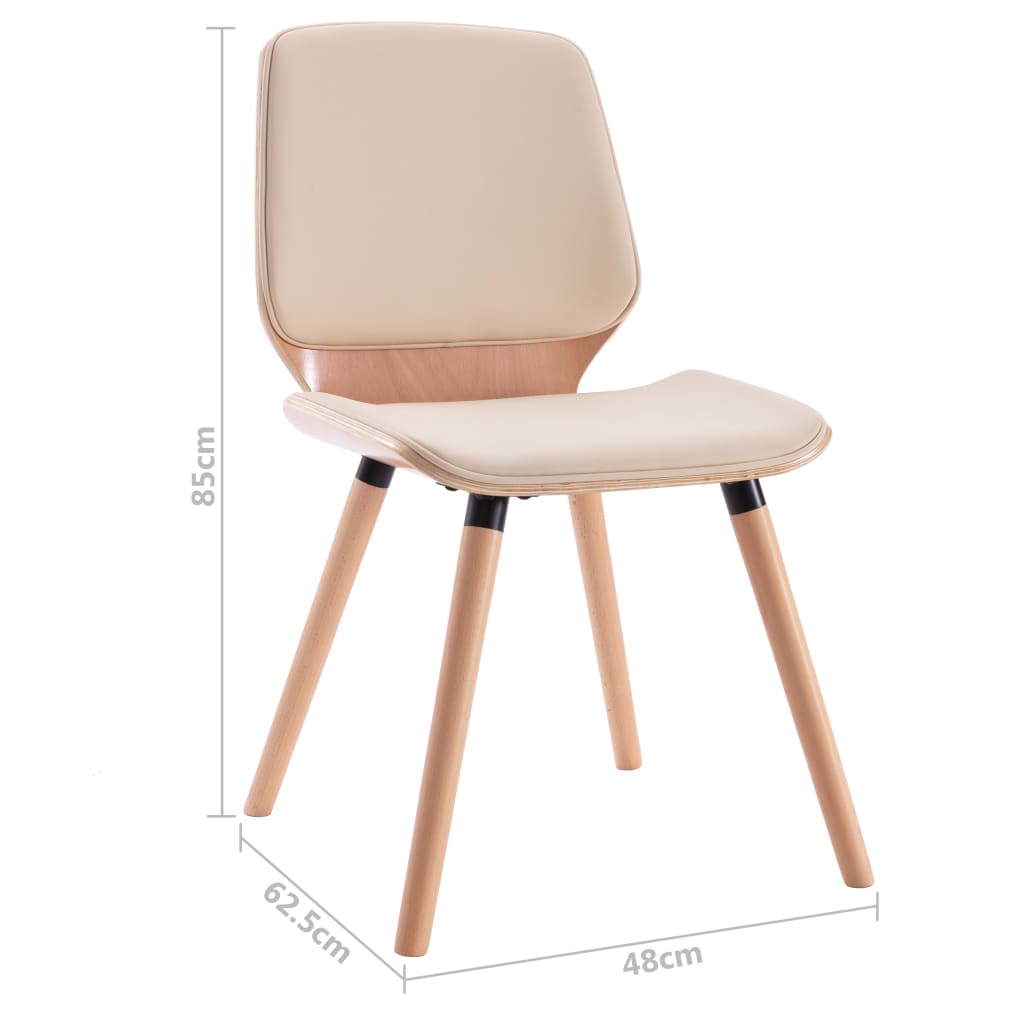 Dining chairs 2 pcs. Cream white artificial leather