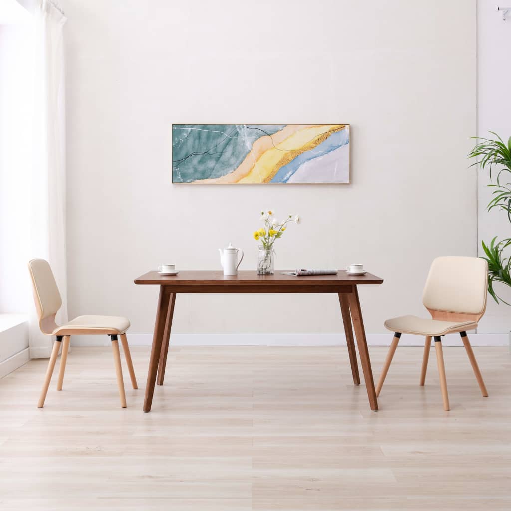 Dining chairs 2 pcs. Cream white artificial leather