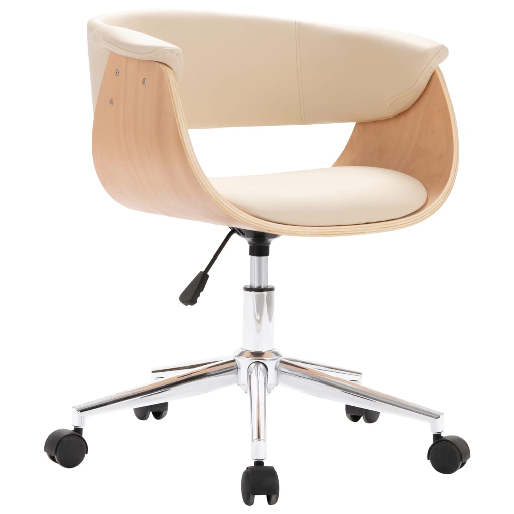 Dining chair swivel cream bentwood and imitation leather