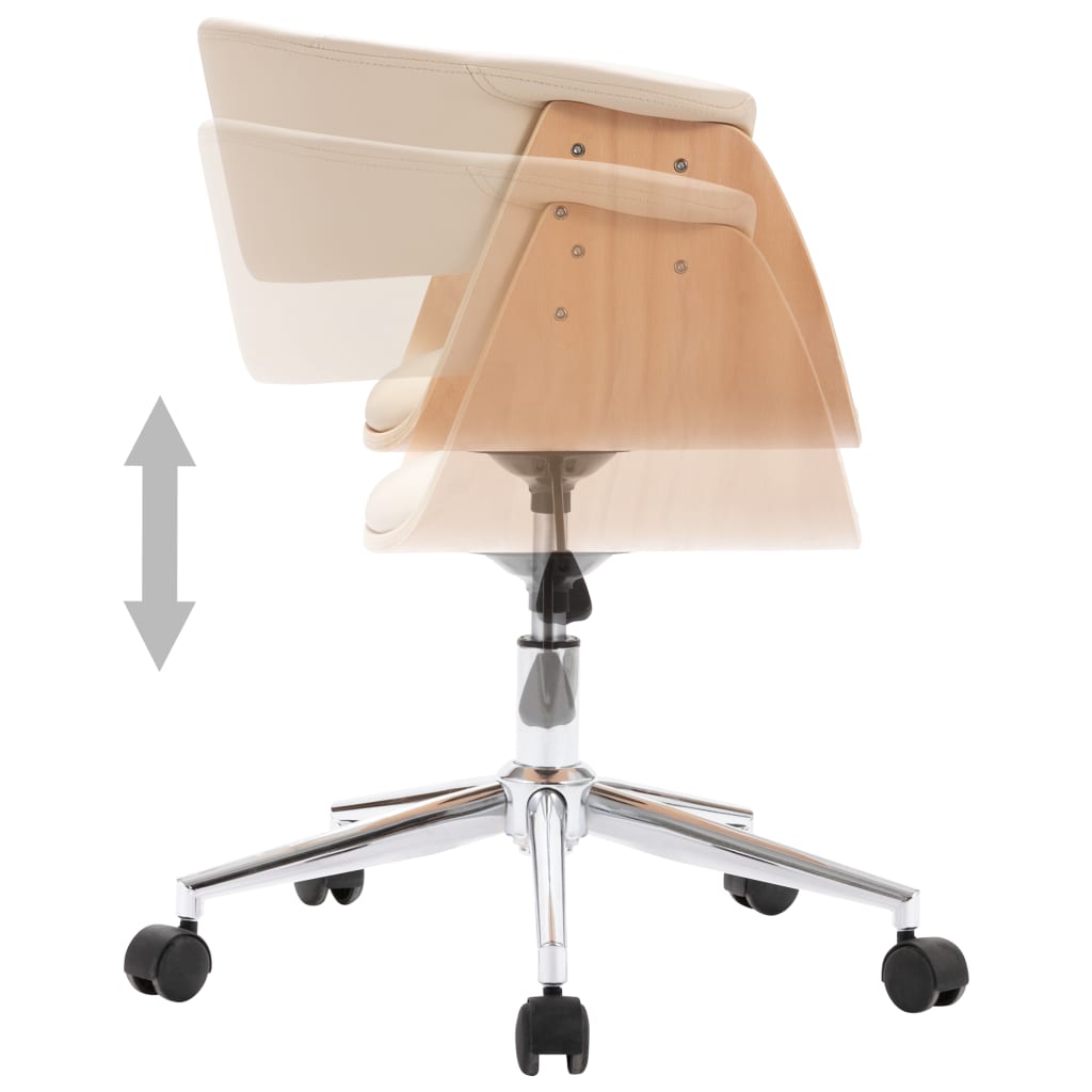 Dining chair swivel cream bentwood and imitation leather