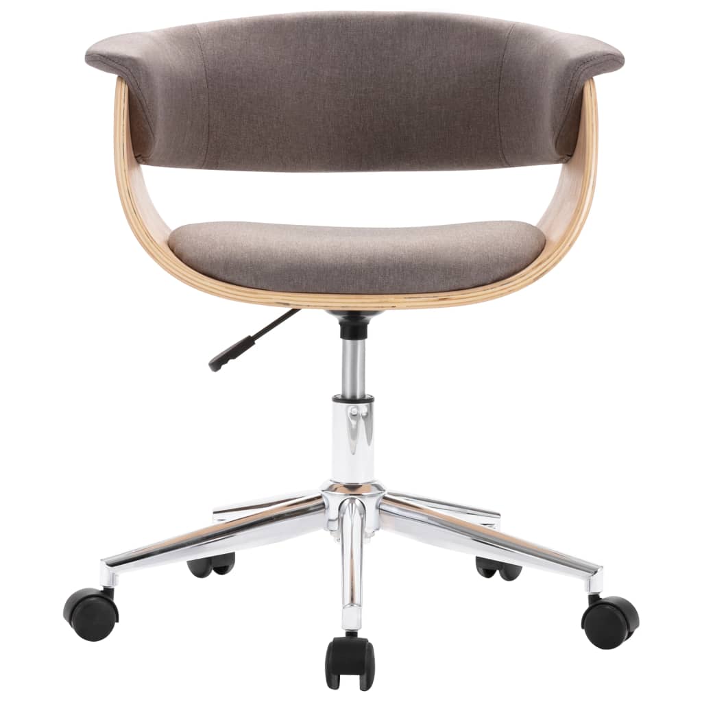 Dining Chair Swivel Taupe Bentwood and Fabric
