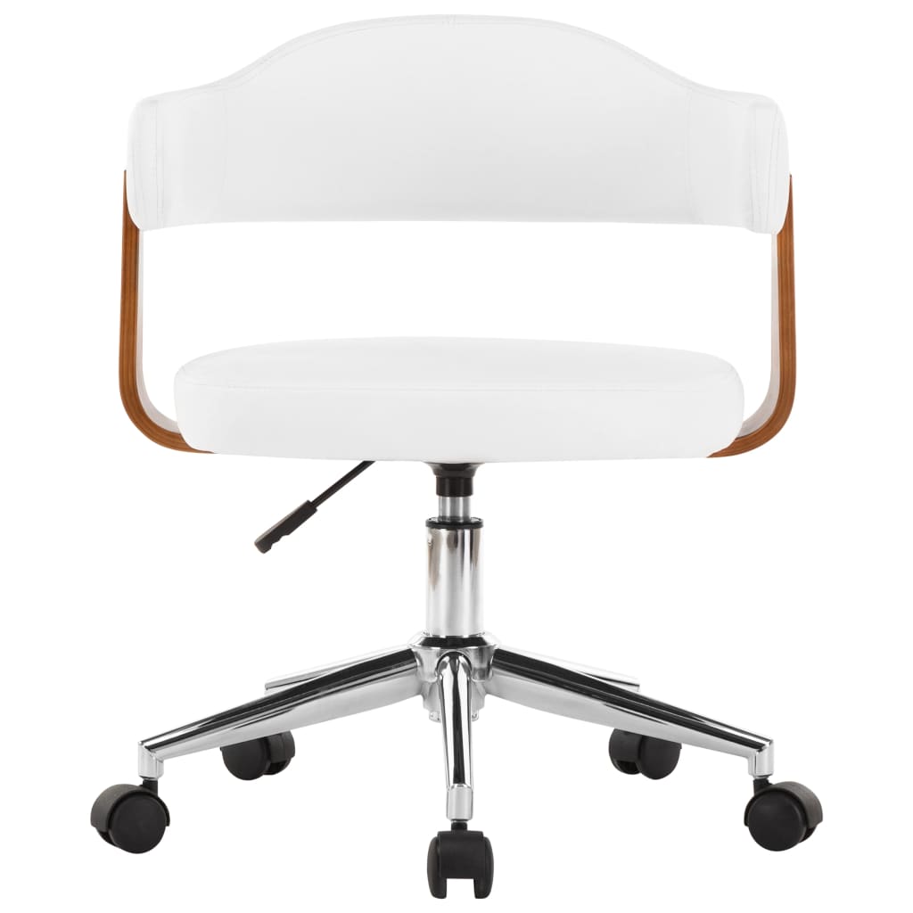 Dining Chair Swivel White Bentwood and Faux Leather