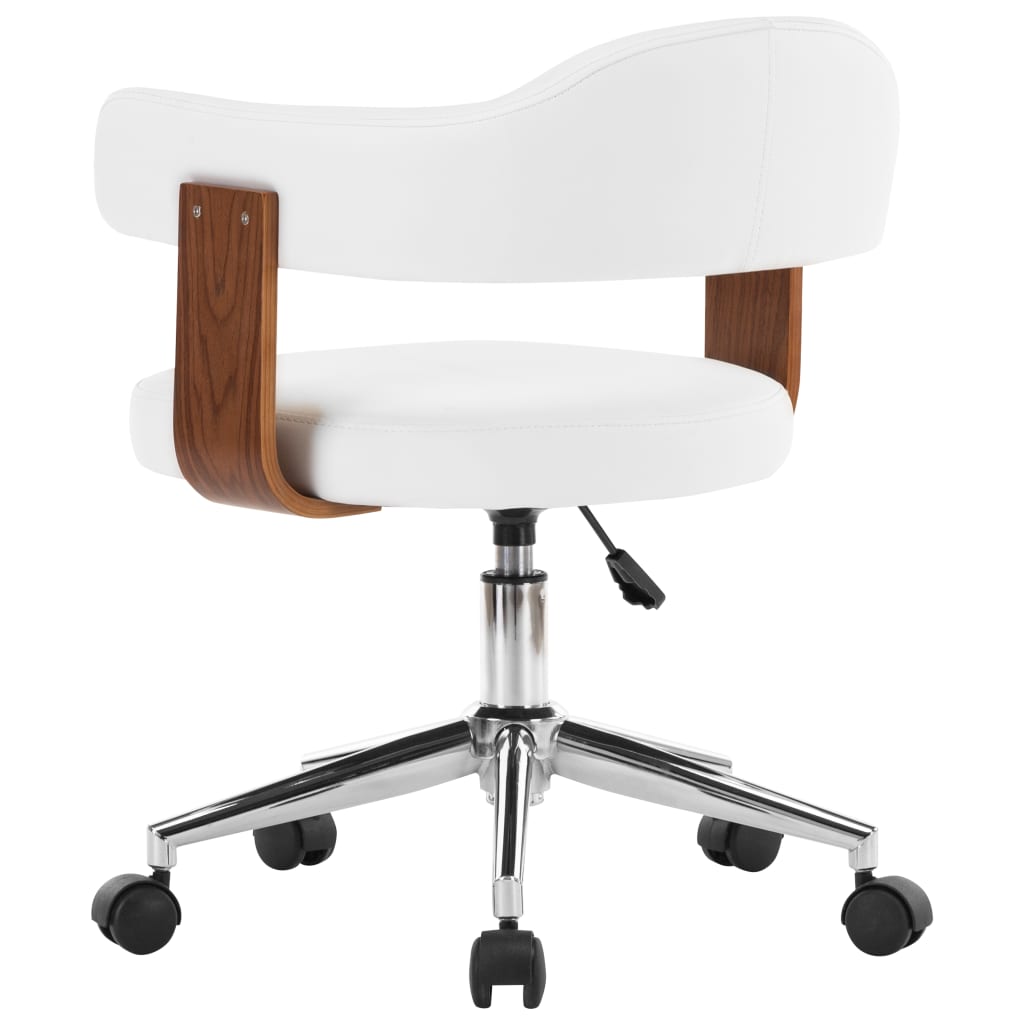 Dining Chair Swivel White Bentwood and Faux Leather