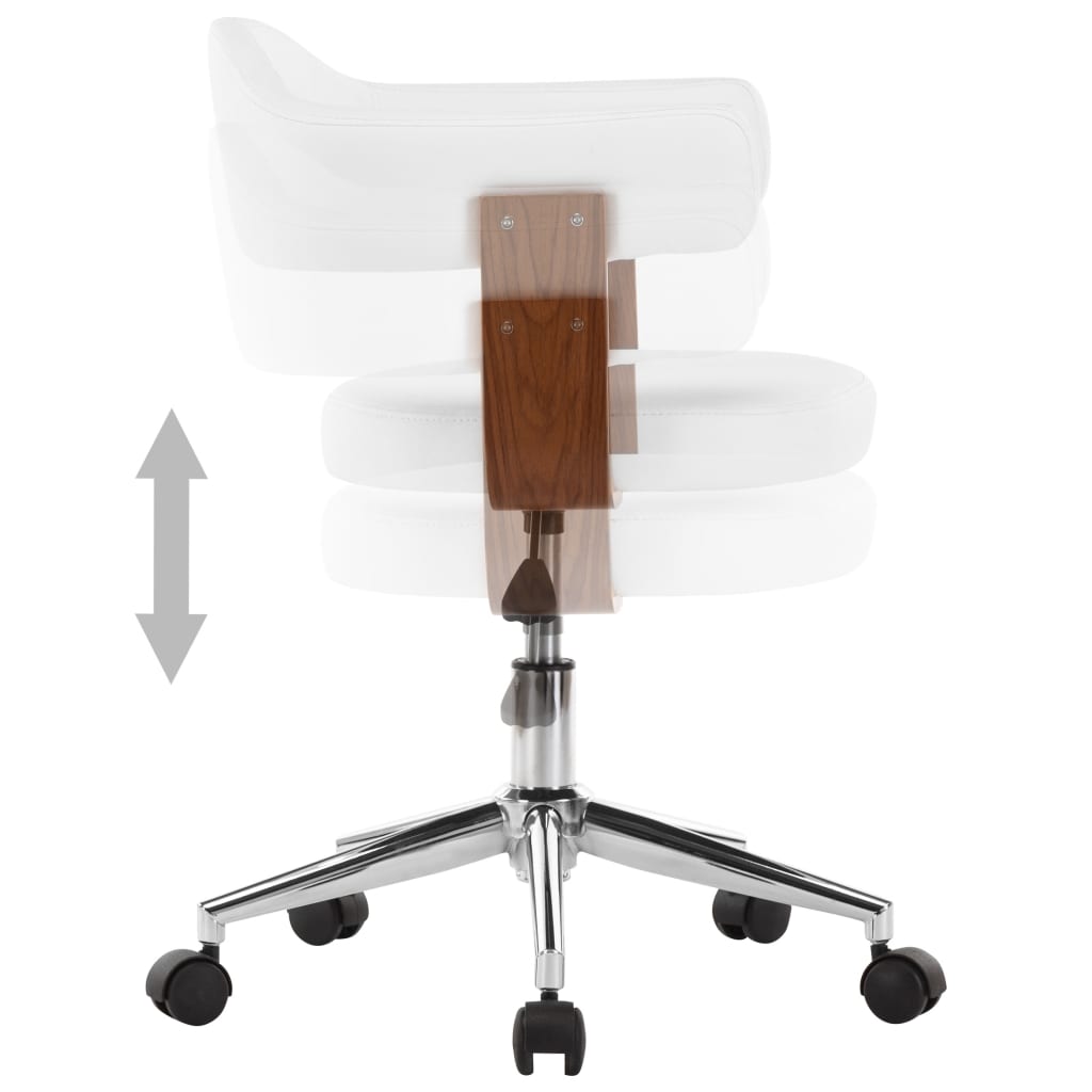 Dining Chair Swivel White Bentwood and Faux Leather
