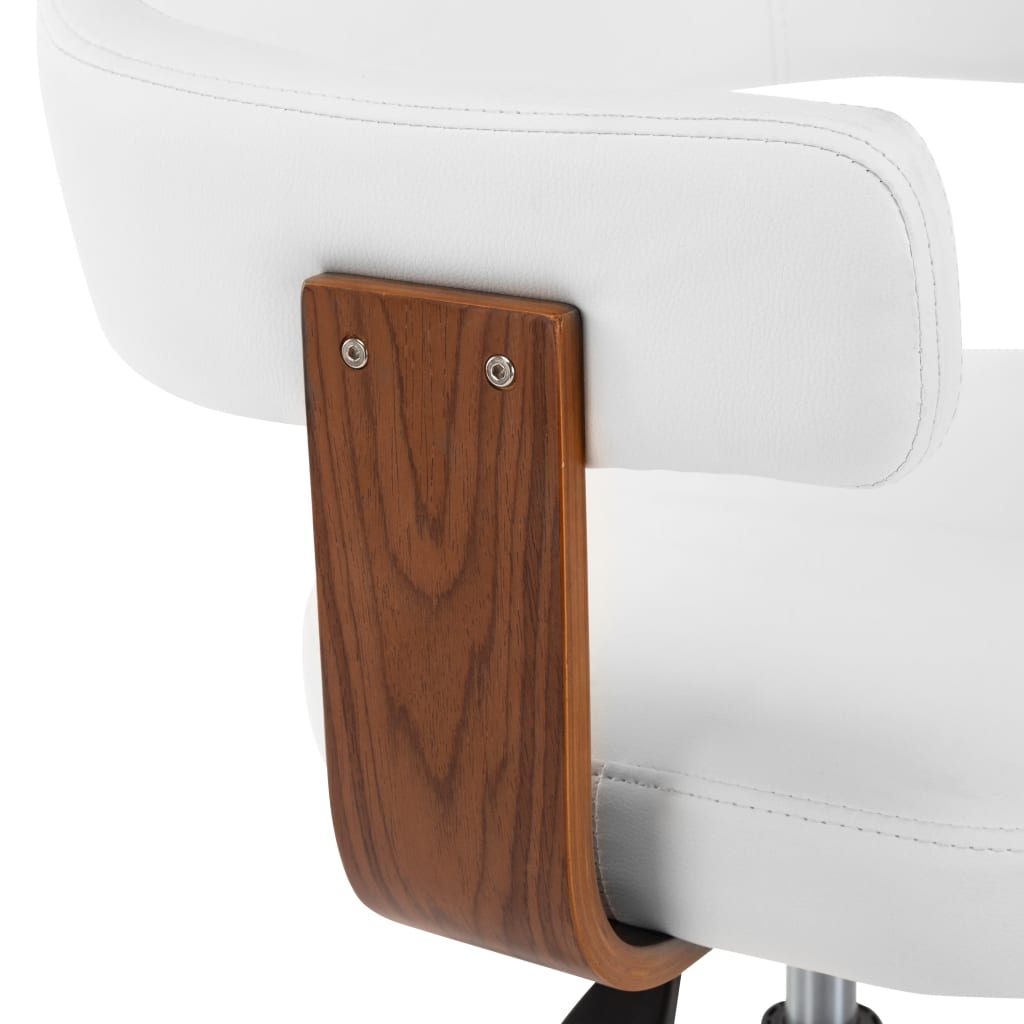 Dining Chair Swivel White Bentwood and Faux Leather