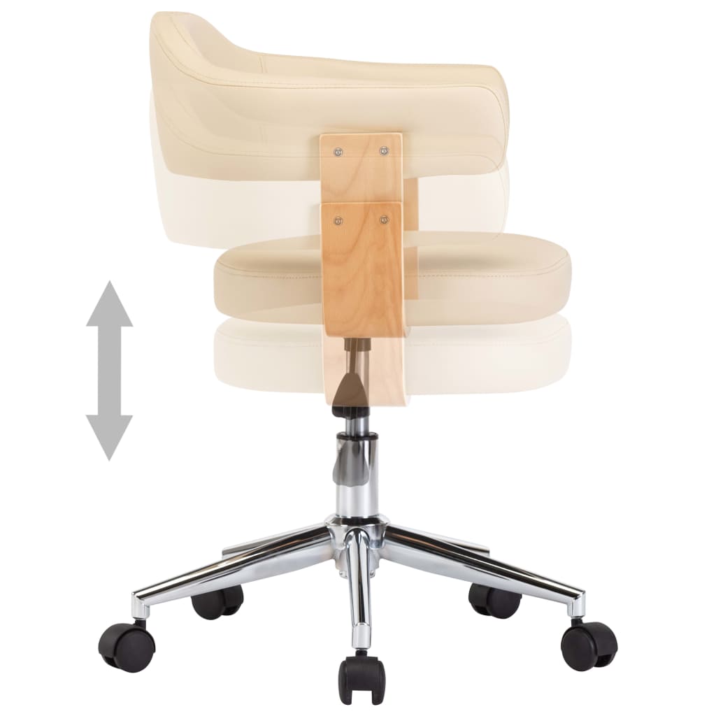 Dining chair swivel cream bentwood and imitation leather