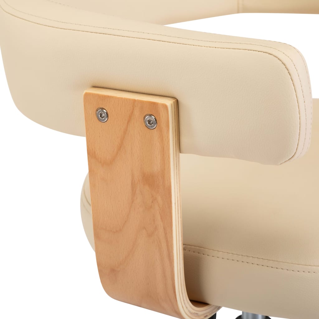 Dining chair swivel cream bentwood and imitation leather
