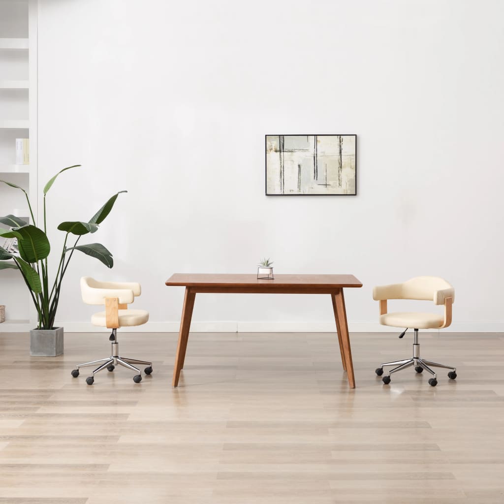 Dining chair swivel cream bentwood and imitation leather