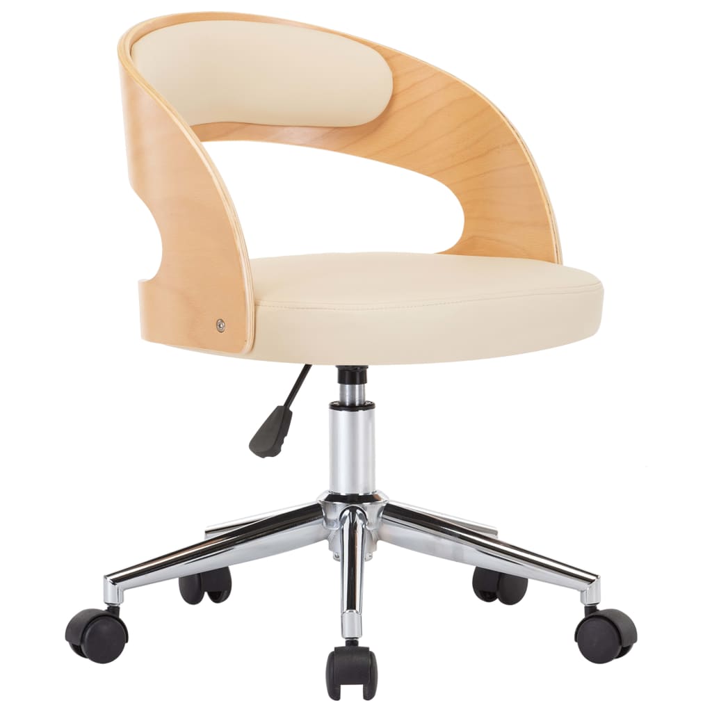 Dining chair swivel cream bentwood and imitation leather