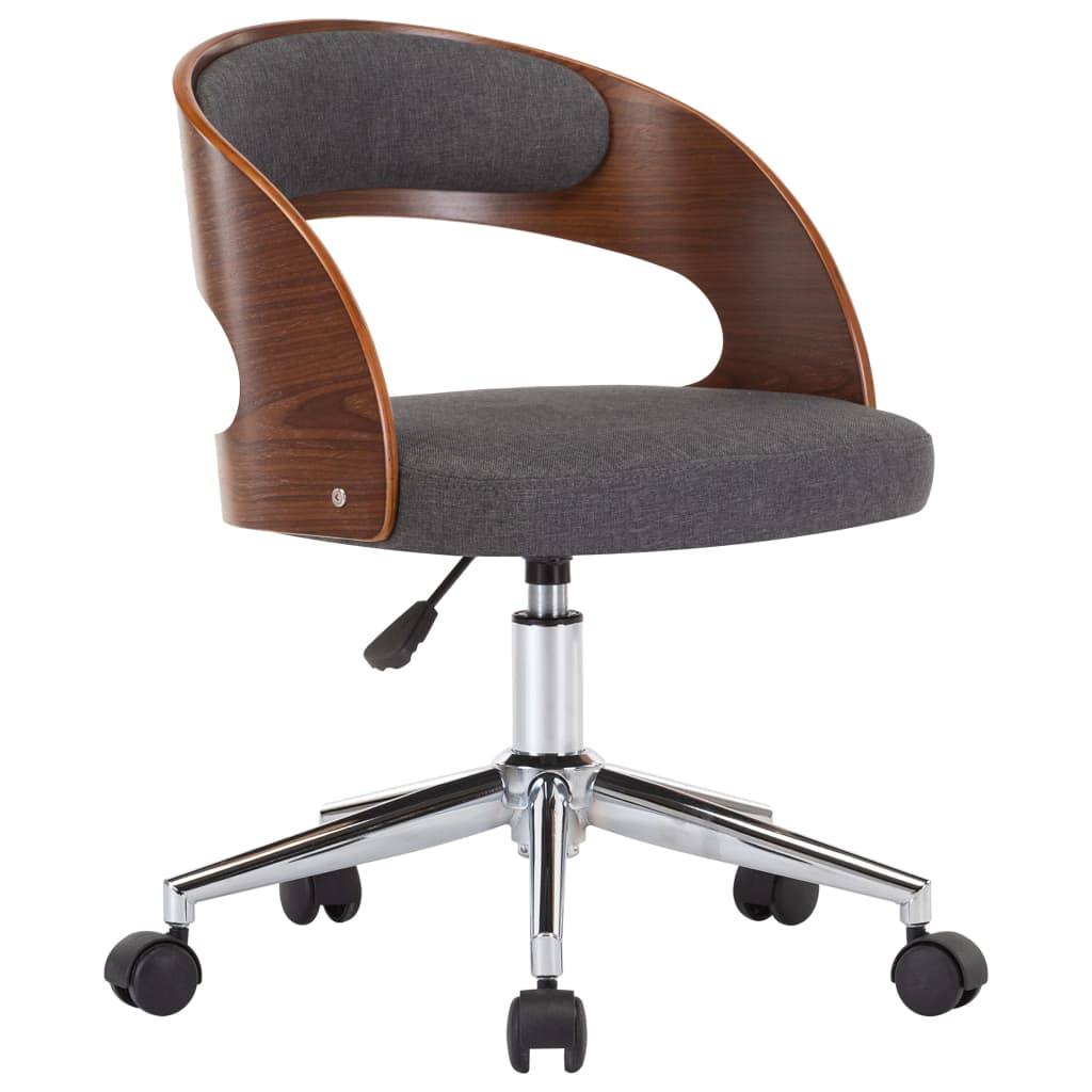 Dining Chair Swivel Grey Bentwood and Fabric
