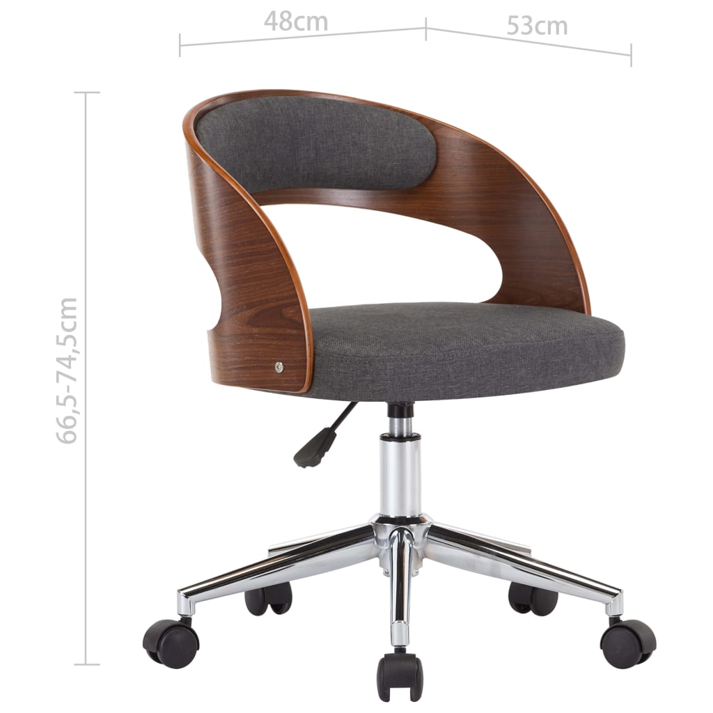 Dining Chair Swivel Grey Bentwood and Fabric