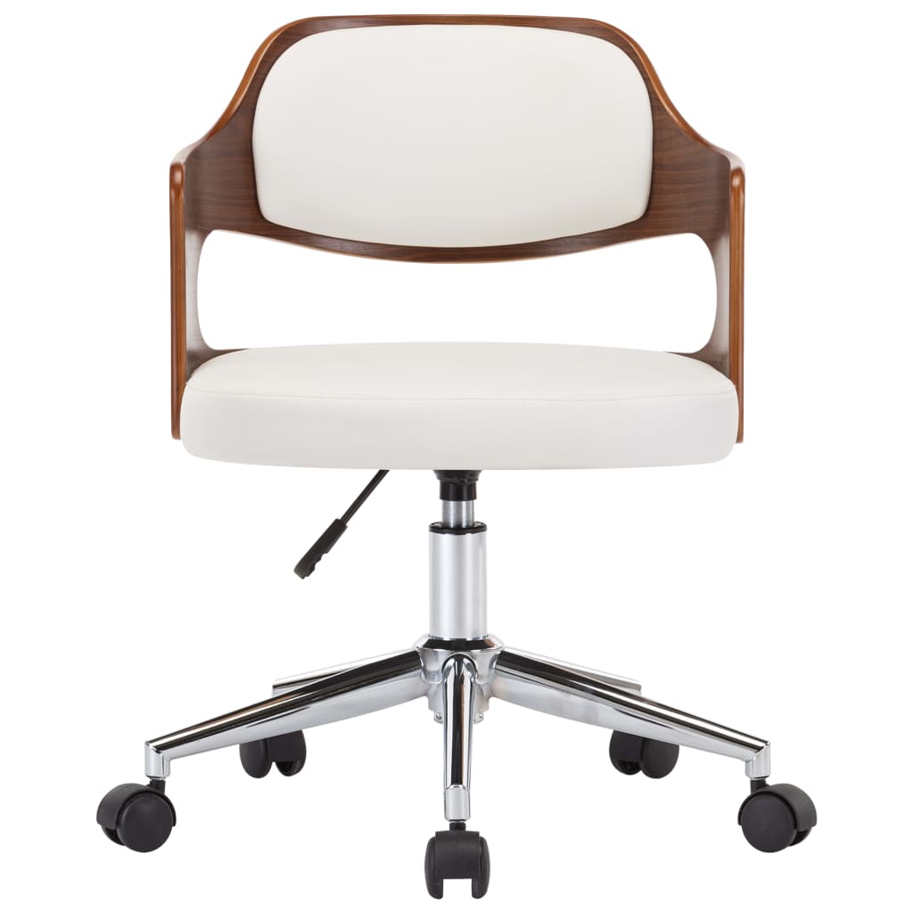 Dining Chair Swivel White Bentwood and Faux Leather