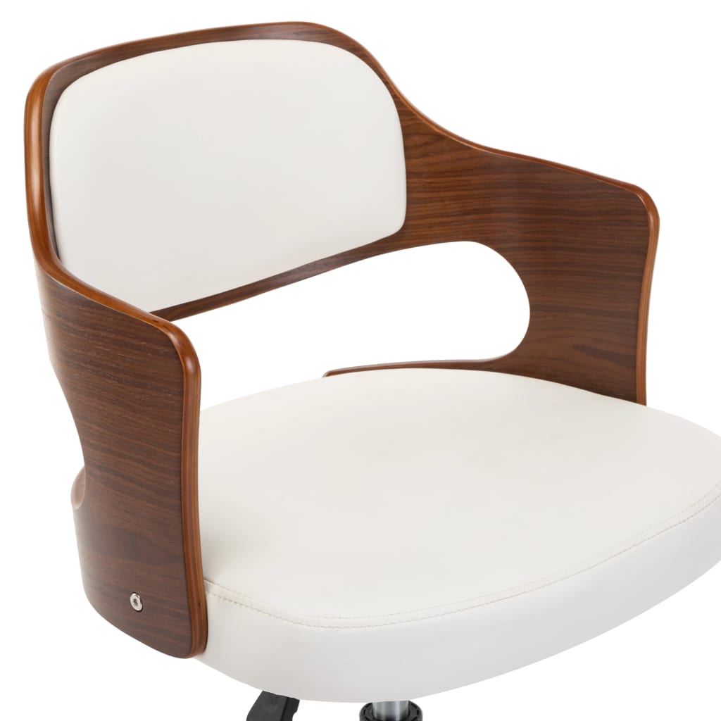 Dining Chair Swivel White Bentwood and Faux Leather