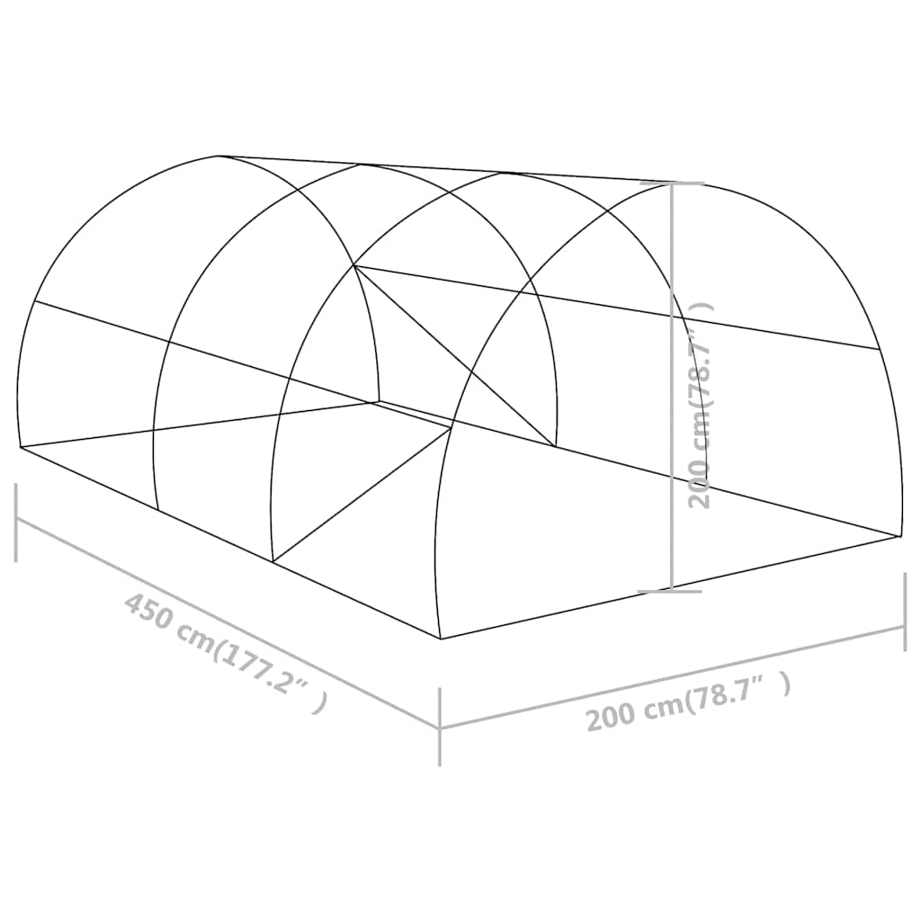Gewächshaus 9 m² 4,5x2x2 m