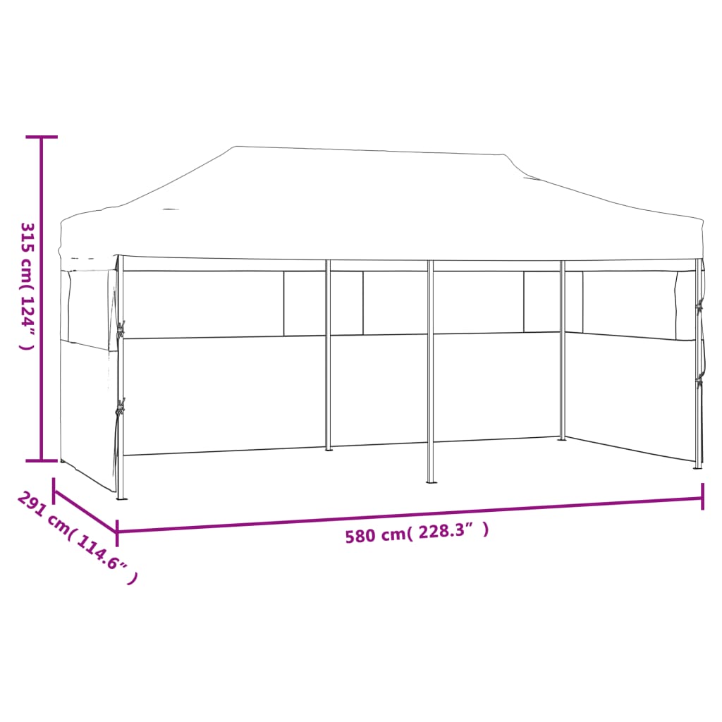 Tente de réception pop-up avec parois latérales pliable 3 x 6 m en acier blanc