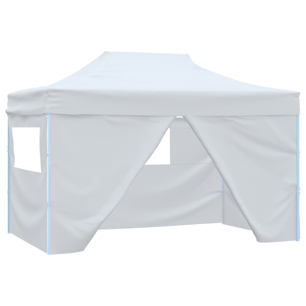 Tente de réception pliable avec 4 panneaux latéraux 3x4,5 m blanche