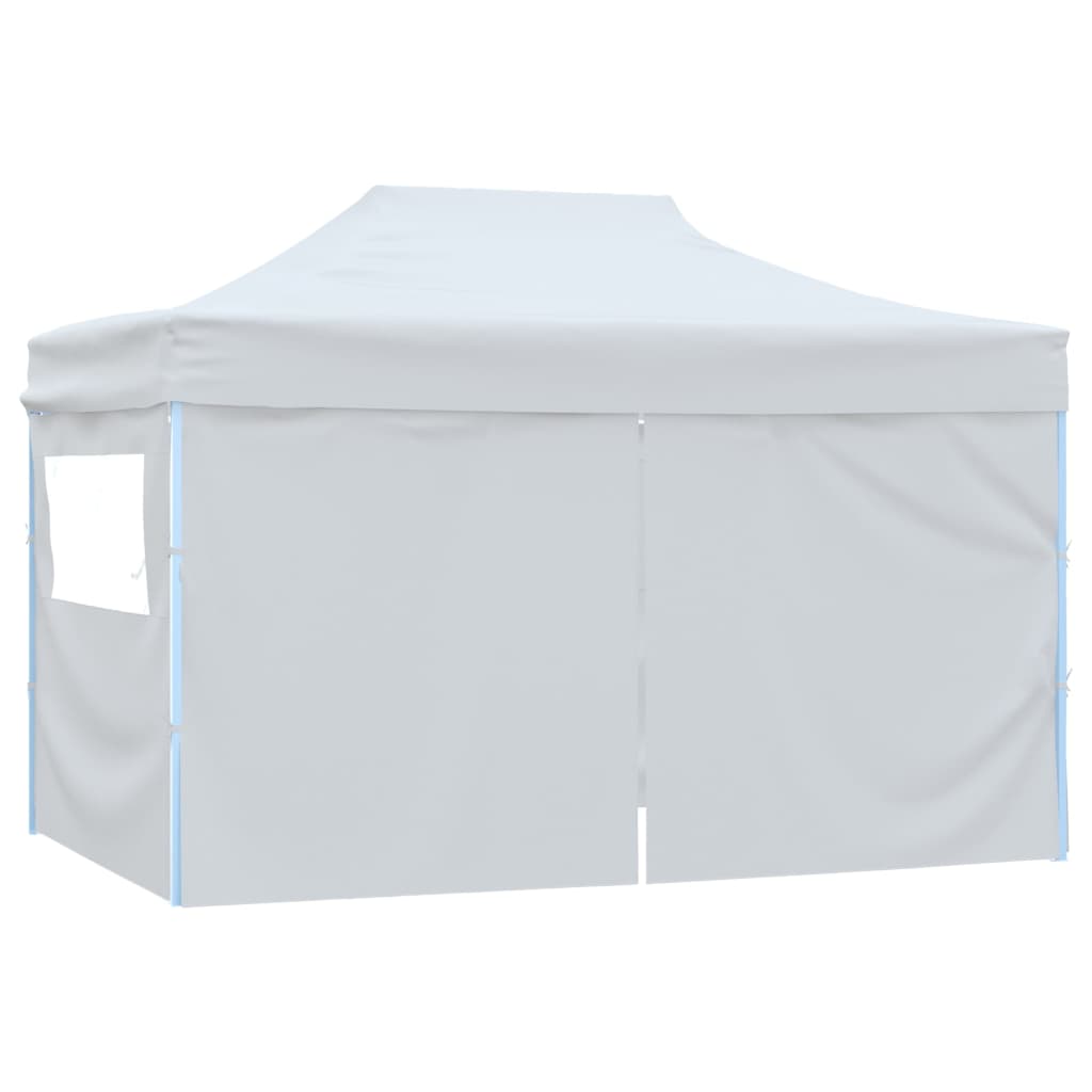 Tente de réception pliable avec 4 panneaux latéraux 3x4,5 m blanche