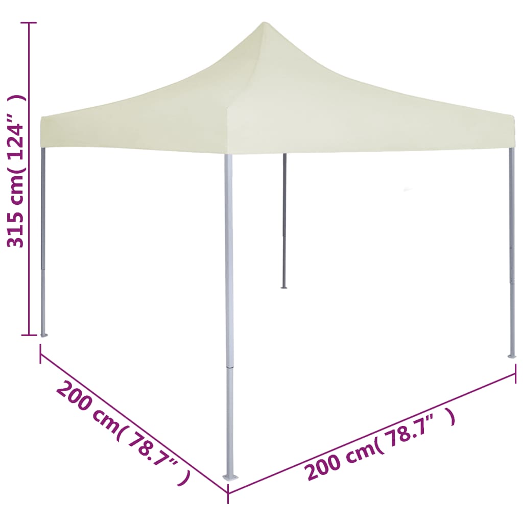 Professional Party Tent Foldable 2×2 m Steel Cream