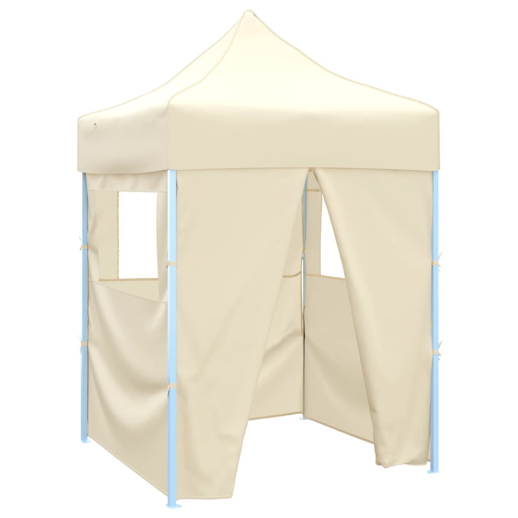 Professional Party Tent Foldable with 4 Side Walls 2×2m Steel Cream